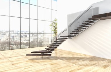 Modern parlak iç daire 3d render illüstrasyon