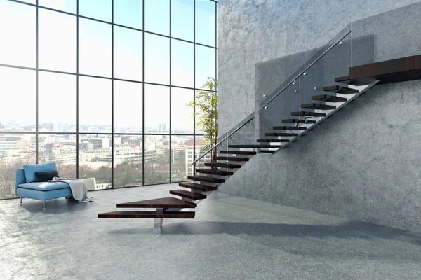 Modern parlak iç daire 3d render illüstrasyon