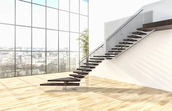 Modern parlak iç daire 3d render illüstrasyon