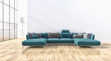 Modern parlak iç daire 3d render illüstrasyon