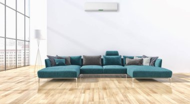 Modern parlak iç daire 3d render illüstrasyon