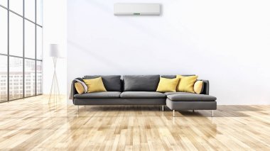 Modern parlak iç daire 3d render illüstrasyon