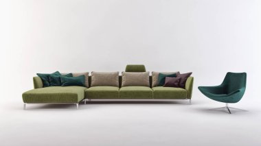 Modern parlak iç daire 3d render illüstrasyon