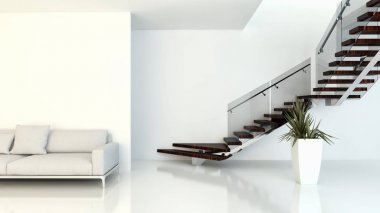 Modern parlak iç daire 3d render illüstrasyon
