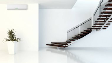 Modern parlak iç daire 3d render illüstrasyon