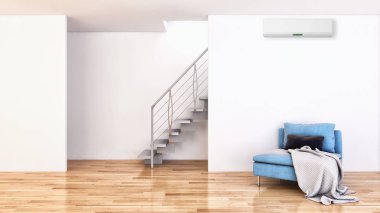 Modern parlak iç daire 3d render illüstrasyon