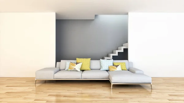 Moderne lichte interieur appartement 3d rendering illustratie — Stockfoto