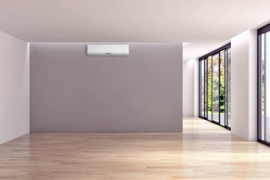 Klima 3d render çizim ile modern iç daire