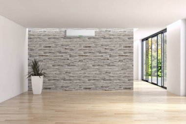 Klima 3d render çizim ile modern iç daire