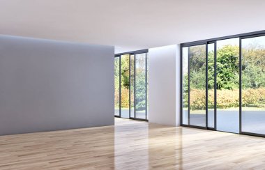 Modern parlak iç daire 3d render illüstrasyon