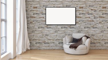 Mockup poster çerçeve 3d re ile modern parlak iç daire