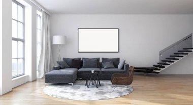 Mockup poster çerçeve 3d re ile modern parlak iç daire