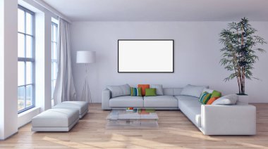 Mockup poster çerçeve 3d re ile modern parlak iç daire