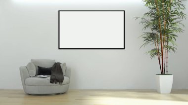Mockup poster çerçeve 3d re ile modern parlak iç daire