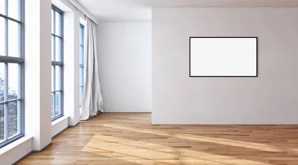 Moderna ljusa interiörer Lägenhet med mockup affisch frame 3d re — Stockfoto