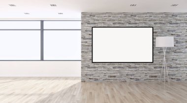 Mockup poster çerçevesi 3d render ile modern parlak iç daire