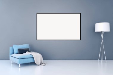 Mockup poster çerçevesi 3d render ile modern parlak iç daire