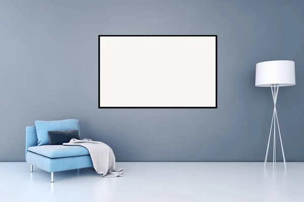 Moderni valoisa sisustus huoneisto mockup juliste runko 3D renderöinti — kuvapankkivalokuva