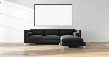 Mockup poster çerçevesi 3d render ile modern parlak iç daire