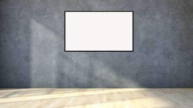 Mockup poster çerçevesi 3d render ile modern parlak iç daire