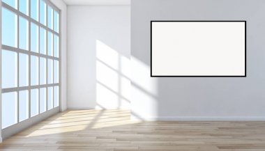 Mockup poster çerçevesi 3d render ile modern parlak iç daire