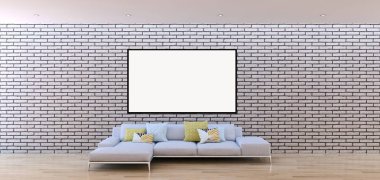 Mockup poster çerçevesi 3d render ile modern parlak iç daire