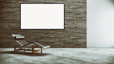 Mockup poster çerçevesi 3d render ile modern parlak iç daire