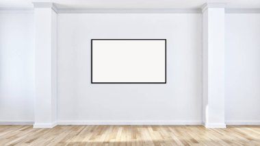 Mockup poster çerçevesi 3d render ile modern parlak iç daire