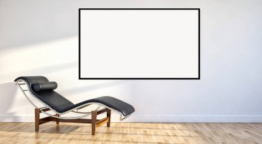 Mockup poster çerçevesi 3d render ile modern parlak iç daire