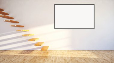 Mockup poster çerçevesi 3d render ile modern parlak iç daire