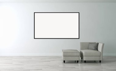 Mockup poster çerçevesi 3d render ile modern parlak iç daire