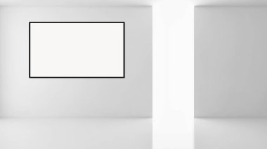 Mockup poster çerçevesi 3d render ile modern parlak iç daire