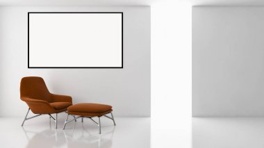 Mockup poster çerçevesi 3d render ile modern parlak iç daire