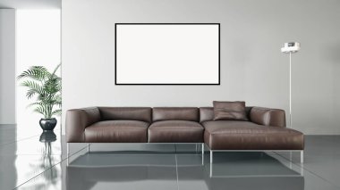 Mockup poster çerçevesi 3d render ile modern parlak iç daire