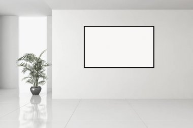 Mockup poster çerçevesi 3d render ile modern parlak iç daire