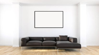 Mockup poster çerçevesi 3d render ile modern parlak iç daire