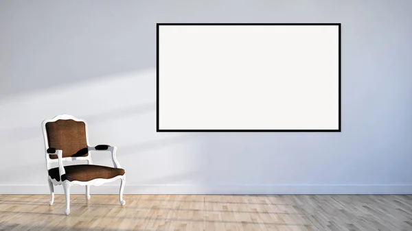 현대적인 밝은 인테리어 아파트 이랑 포스터 프레임 3d 렌더링 — 스톡 사진