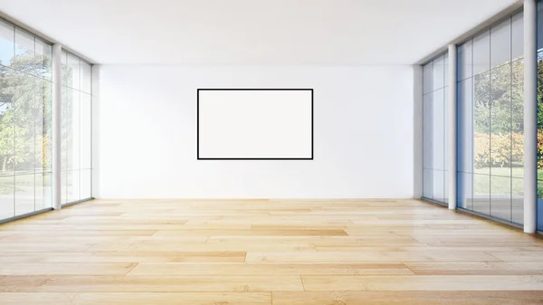 현대적인 밝은 인테리어 아파트 이랑 포스터 프레임 3d 렌더링 — 스톡 사진