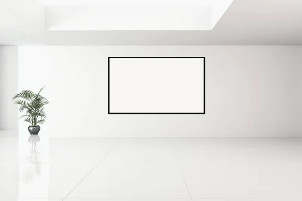 Διαμέρισμα μοντέρνο φωτεινούς εσωτερικούς χώρους με πλαίσιο poster mockup 3d rendering — Φωτογραφία Αρχείου