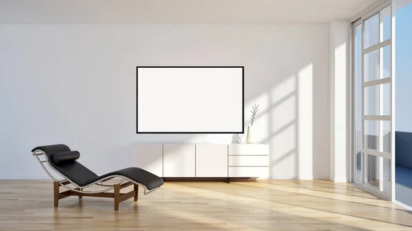 Moderna ljusa interiörer Lägenhet med mockup affischram 3d-rendering — Stockfoto