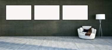 Mockup poster çerçevesi 3d render ile modern parlak iç daire