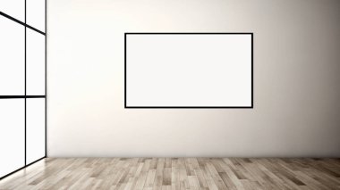 Mockup poster çerçevesi 3d render ile modern parlak iç daire