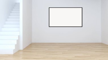 Mockup poster çerçevesi 3d render ile modern parlak iç daire