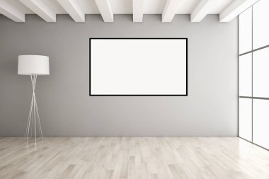 Mockup poster çerçevesi 3d render ile modern parlak iç daire