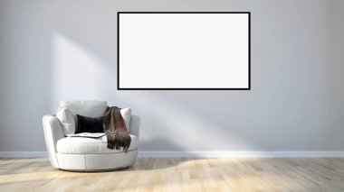 Mockup poster çerçevesi 3d render ile modern parlak iç daire