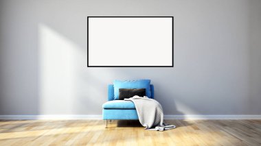 Mockup poster çerçevesi 3d render ile modern parlak iç daire