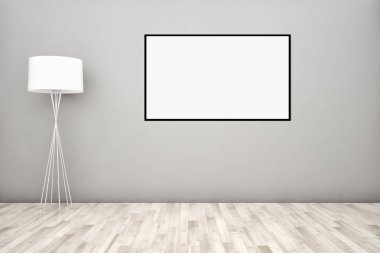 Mockup poster çerçevesi 3d render ile modern parlak iç daire