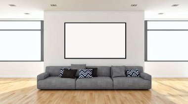 Mockup poster çerçevesi 3d render ile modern parlak iç daire