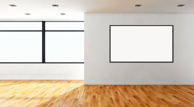 Mockup poster çerçevesi 3d render ile modern parlak iç daire