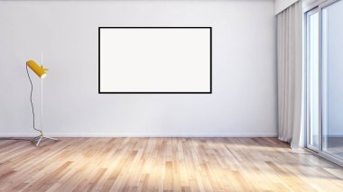 Mockup poster çerçevesi 3d render ile modern parlak iç daire